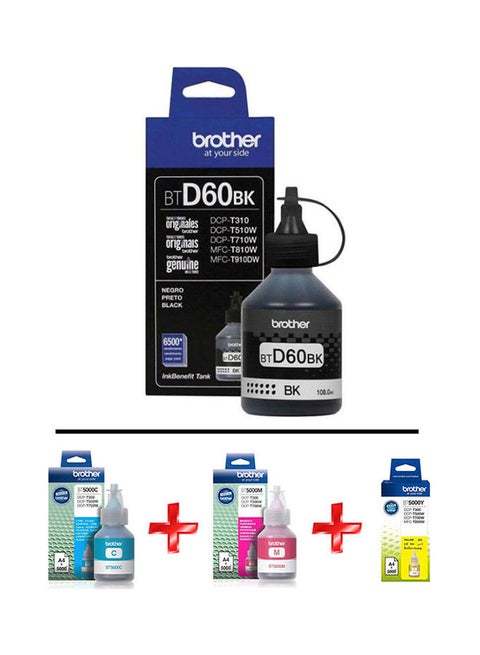 Set Of 4 BTD60BK Ink Cartridge Multicolour