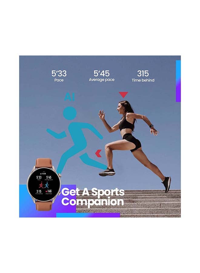 Amazfit - GTR 3 Pro Ultra HD AMOLED Display Smartwatch Leather Brown - Image 1