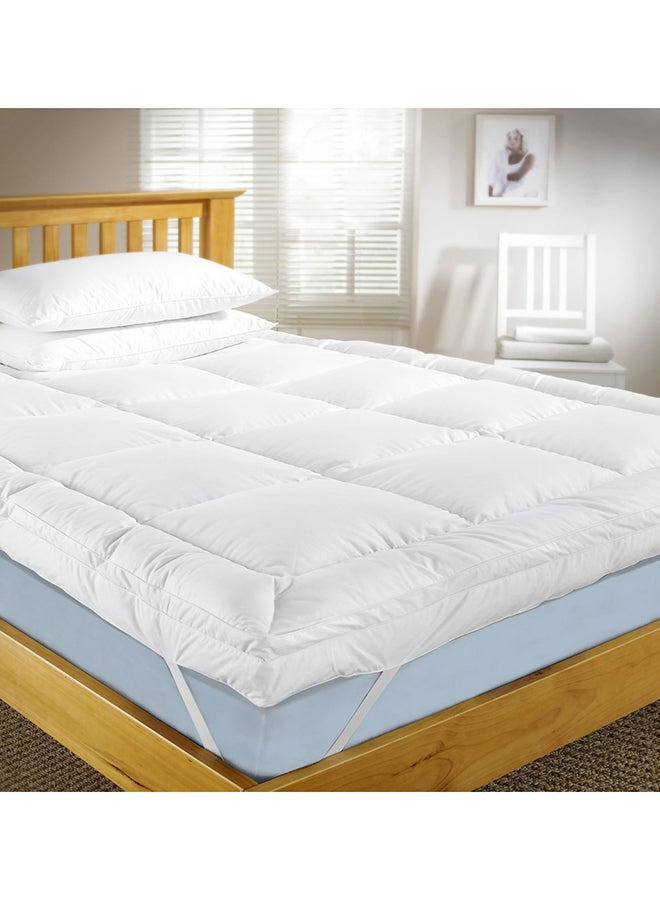 Kingtex Premium Quality Long Lasting Super Soft Relax Memory Foam Washable Spill And Stain Resistant Double Size Mattress Topper Microfiber White 150 x 200cm - Image 1