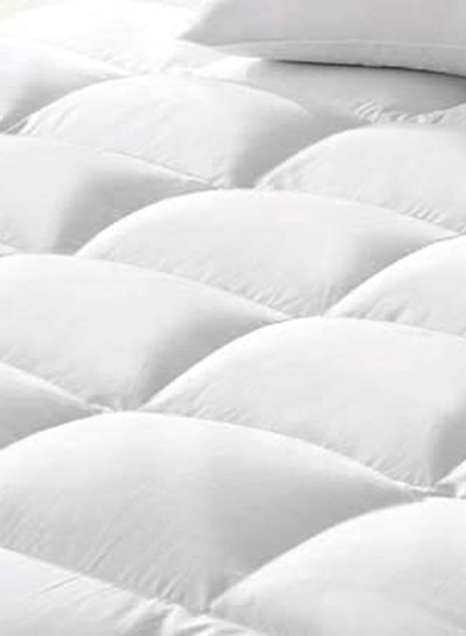 Kingtex Premium Quality Long Lasting Super Soft Relax Memory Foam Washable Spill And Stain Resistant Double Size Mattress Topper Microfiber White 150 x 200cm - Image 3