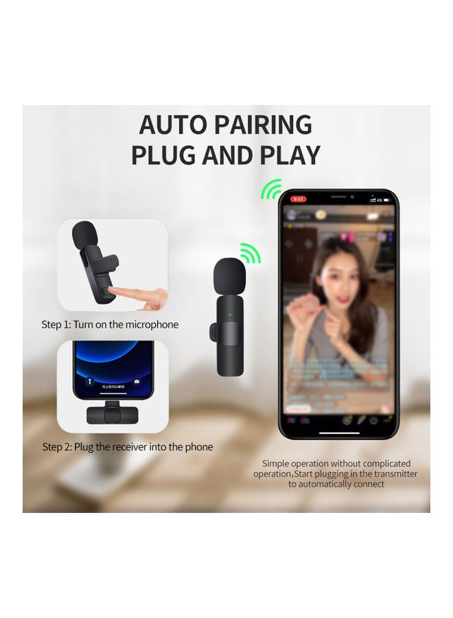 ميكروفون لافالير لاسلكي بمشبك بتردد 2.4 جيجاهرتز V9834-V أسود - Image 2