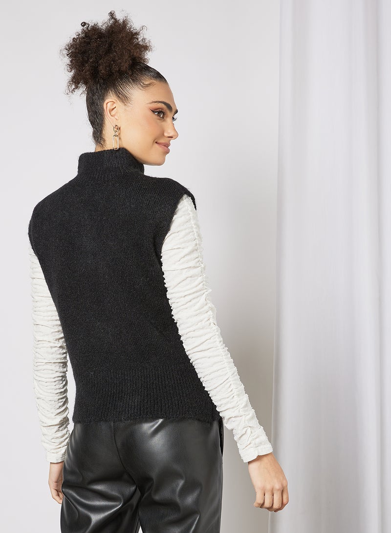 NOISY MAY - Zip-Up Neckline Vest Black - Image 1