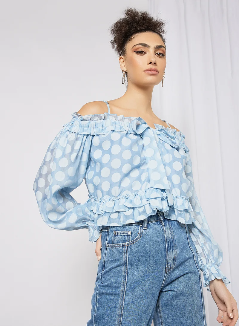 LOST INK Polka Dot Print Blouse