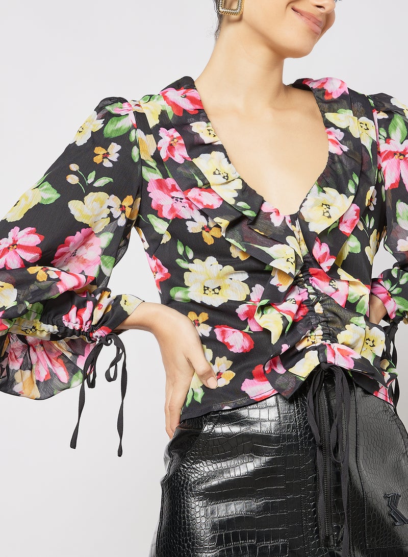 LOST INK Floral Print Blouse Black  - Image 4