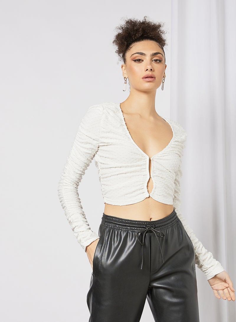 LOST INK - Textured Long Sleeve Top White - Image 1