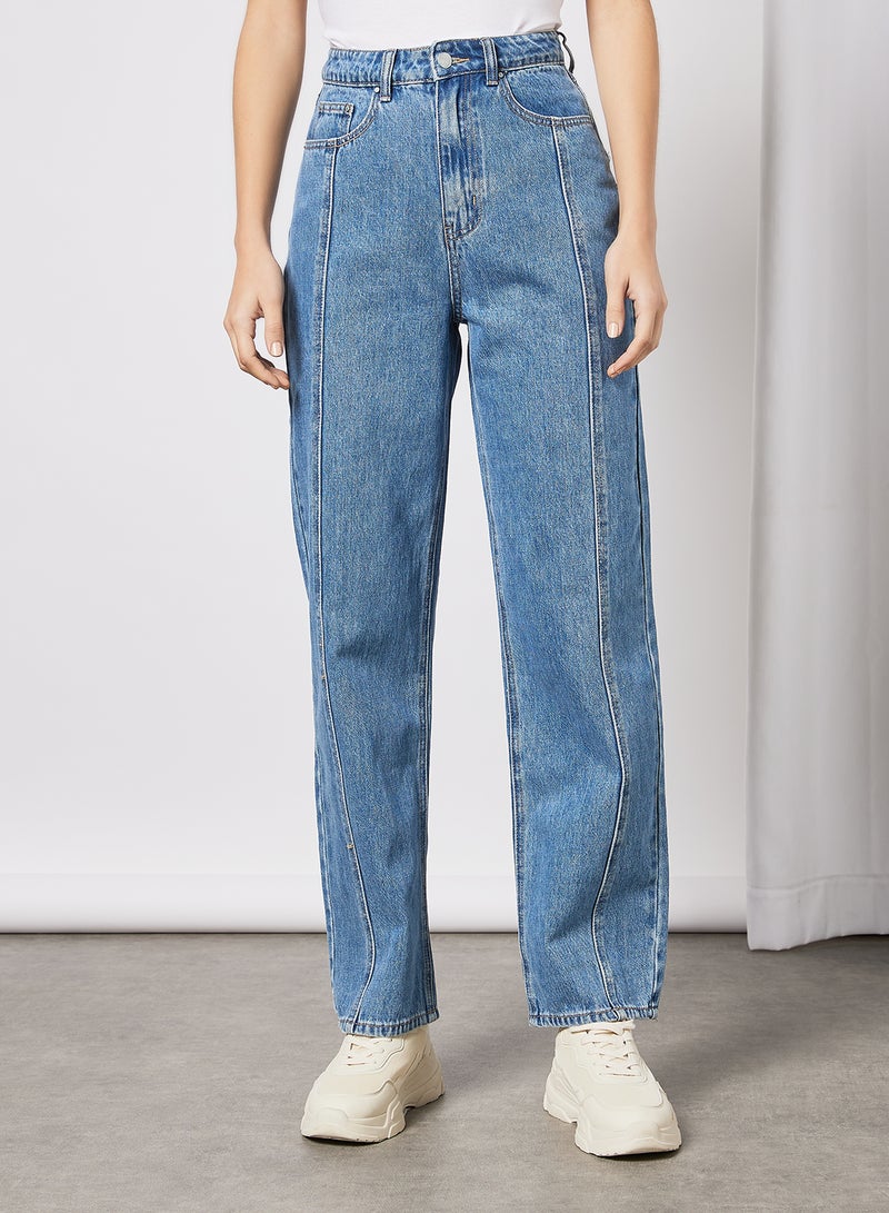 LOST INK High Waist Barrel Leg Jeans Blue  - Image 1
