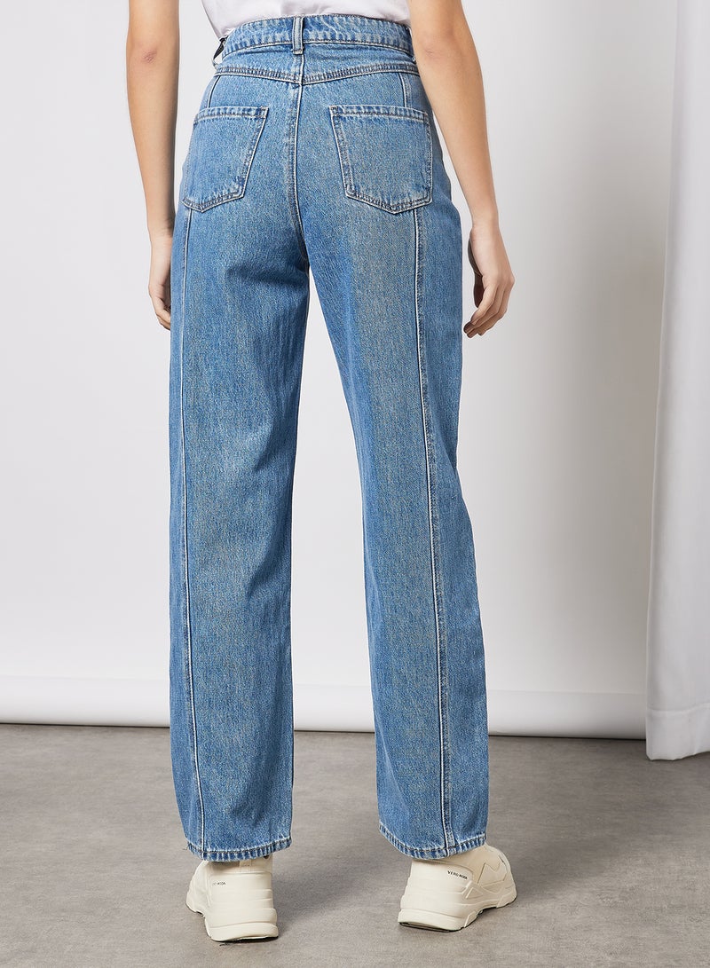 LOST INK High Waist Barrel Leg Jeans Blue  - Image 4