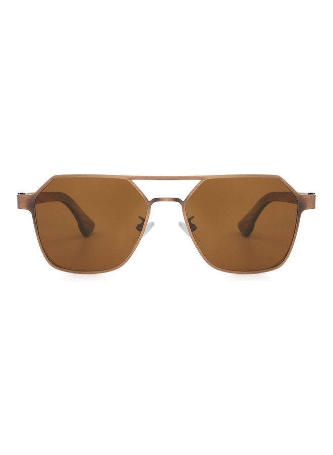 Radar Men's Hexagon Frame And Wood Temple Sunglasses - Image 1