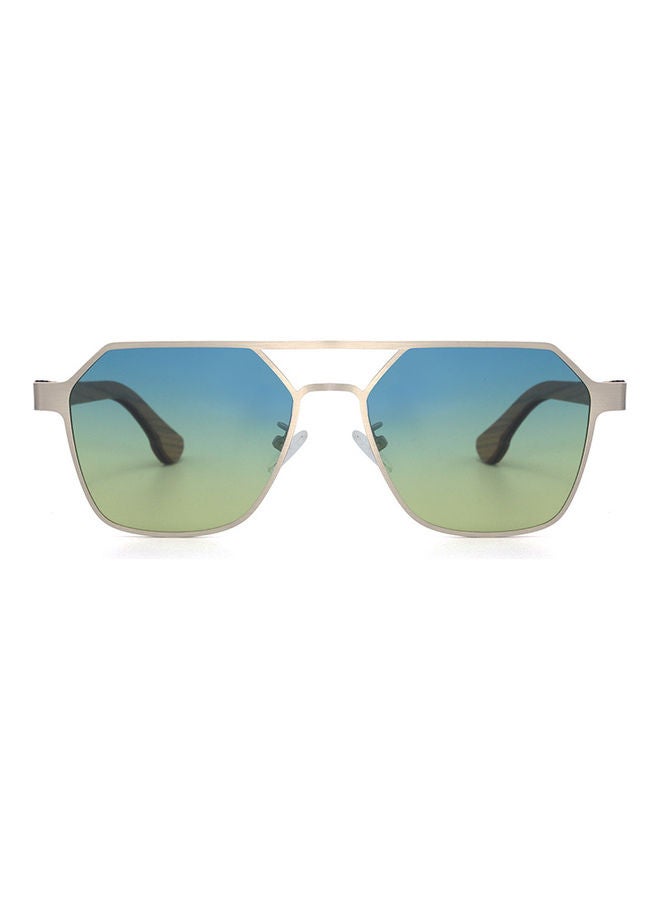 Radar Men's Hexagon Frame And Wood Temple Sunglasses - Image 1