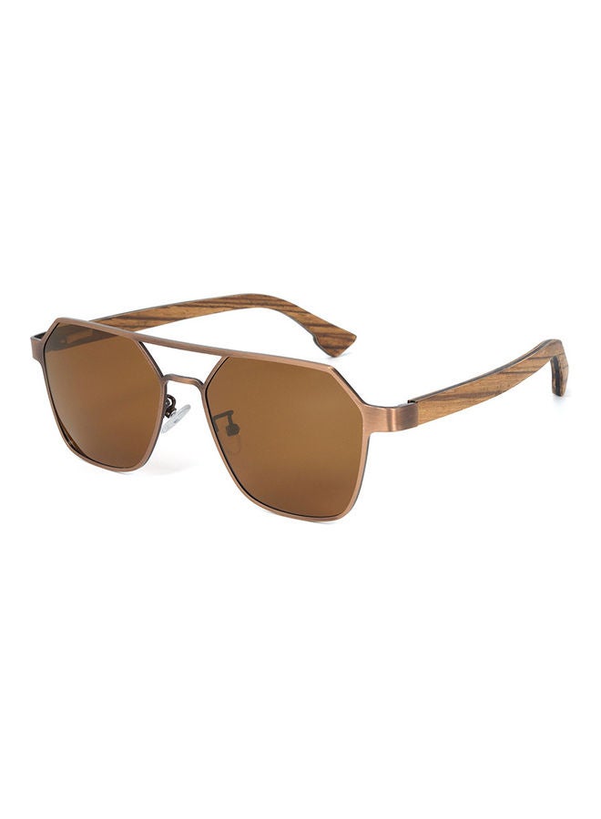 Radar Men's Hexagon Frame And Wood Temple Sunglasses - Image 2