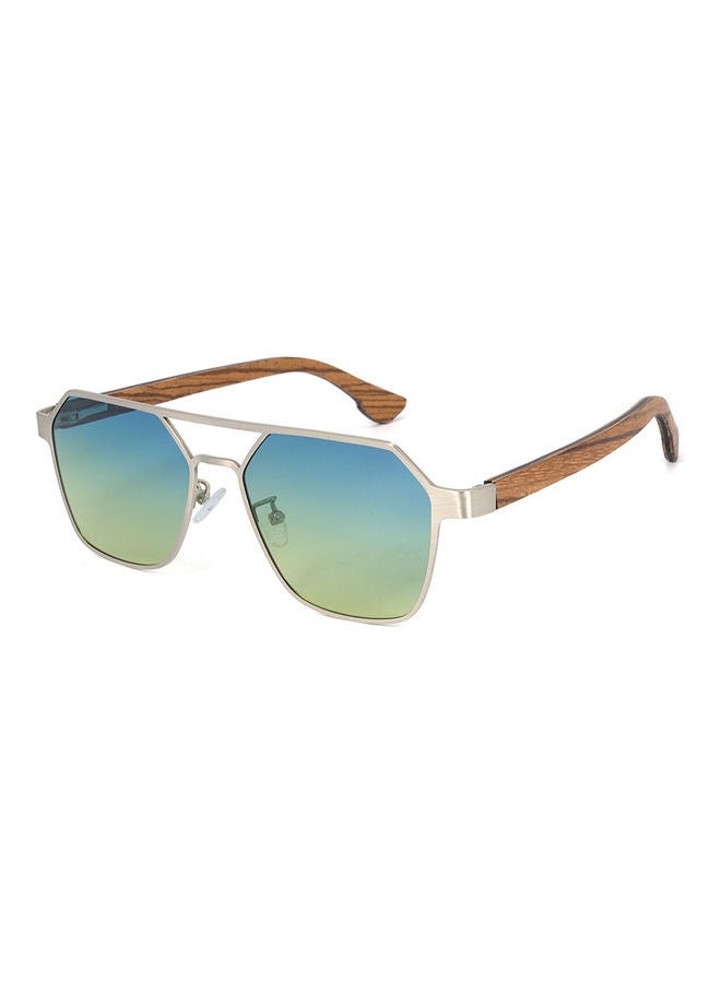 Radar Men's Hexagon Frame And Wood Temple Sunglasses - Image 2