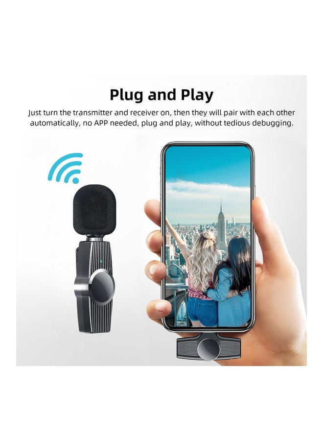 Generic 2.4GHz Wireless Microphone Clip-on Lavalier Microphone Transmitter Receiver Black  - Image 2