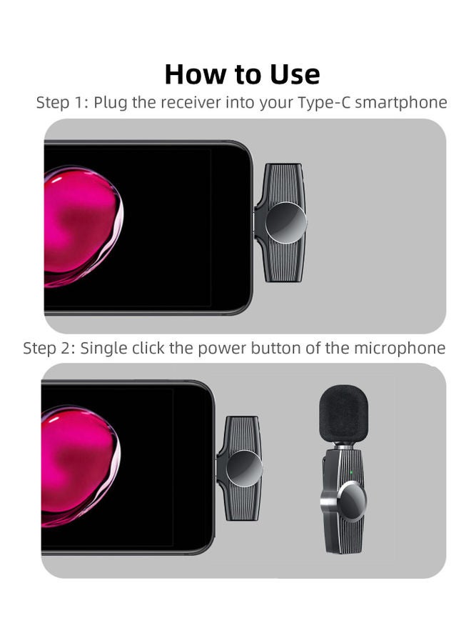 Generic 2.4GHz Wireless Microphone Clip-on Lavalier Microphone Transmitter Receiver Black  - Image 5