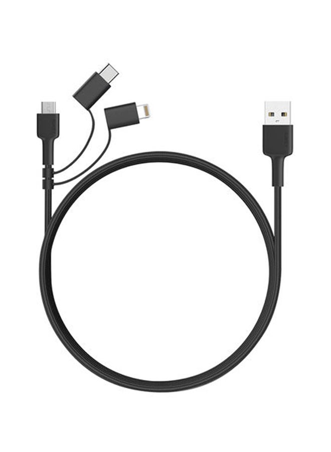 Aukey 3 In 1 MFi Sync And Charge Braided Cable,CB-BAL5 Black - Image 1