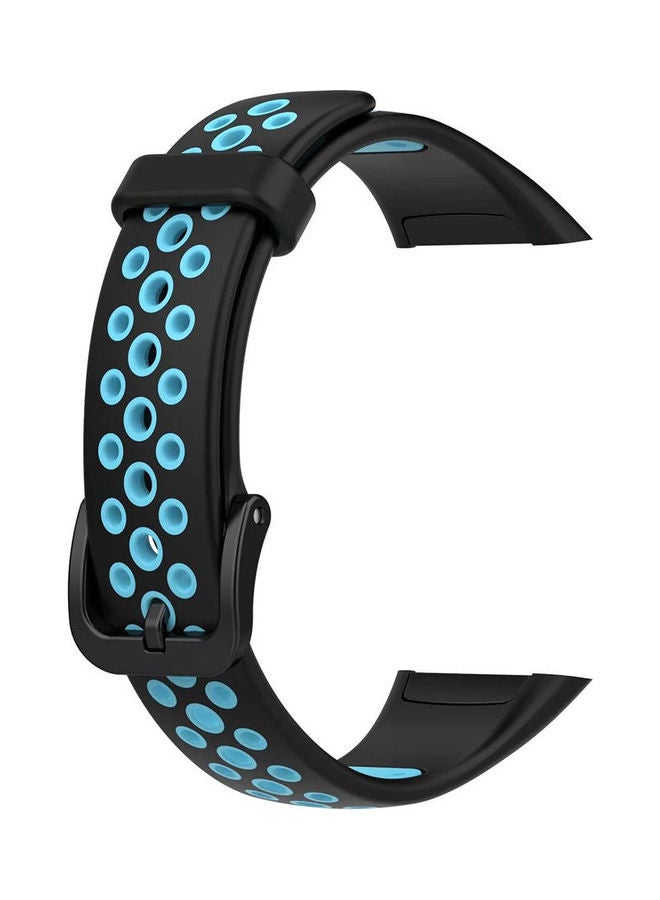 Band 6 Strap Double Color Breathable Replacement Strap Smart Watchband Bracelet Blue - Image 1