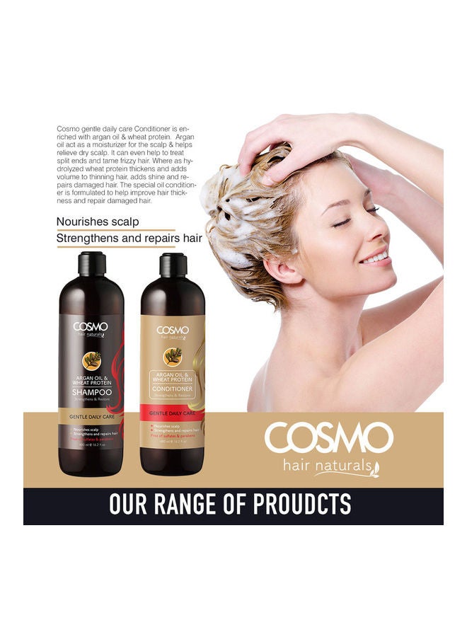 COSMO Cosmo Argan Oil & Wheat Protein Gentle Daily Care Shampoo & Conditioner 2 Piece Set For Unisex 2x480ml - Image 4