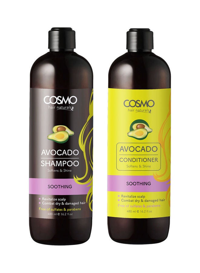 COSMO Set of Avocado Soothing Shampoo & Conditioner 960ml  - Image 1