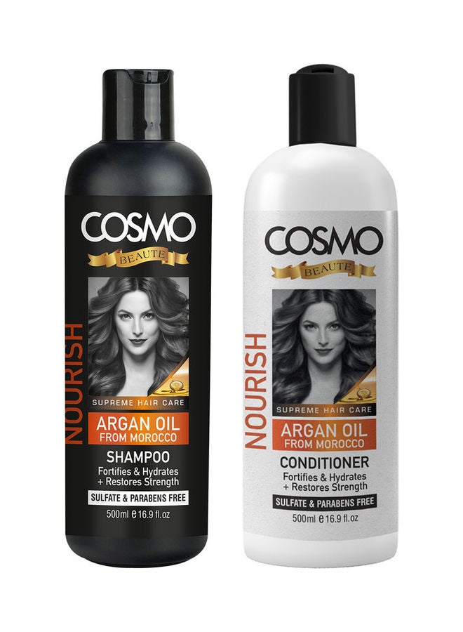COSMO Set of Nourish Argan Oil Shampoo & Conditioner 1000ml  - Image 1