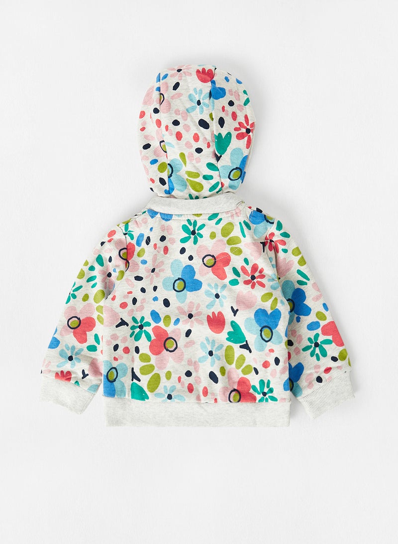 Boboli - Baby Girls Floral Zip Through Jacket Multicolour - Image 1