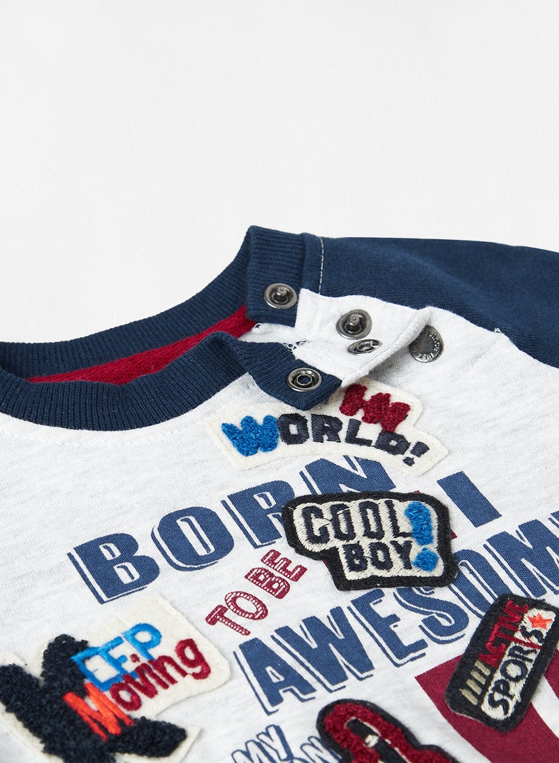 Boboli - Baby Boys Raglan Sleeve Sweatshirt Multicolour - Image 1