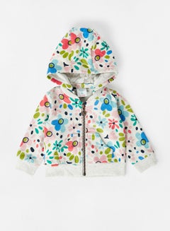 Baby Girls Floral Zip Through Jacket Multicolour