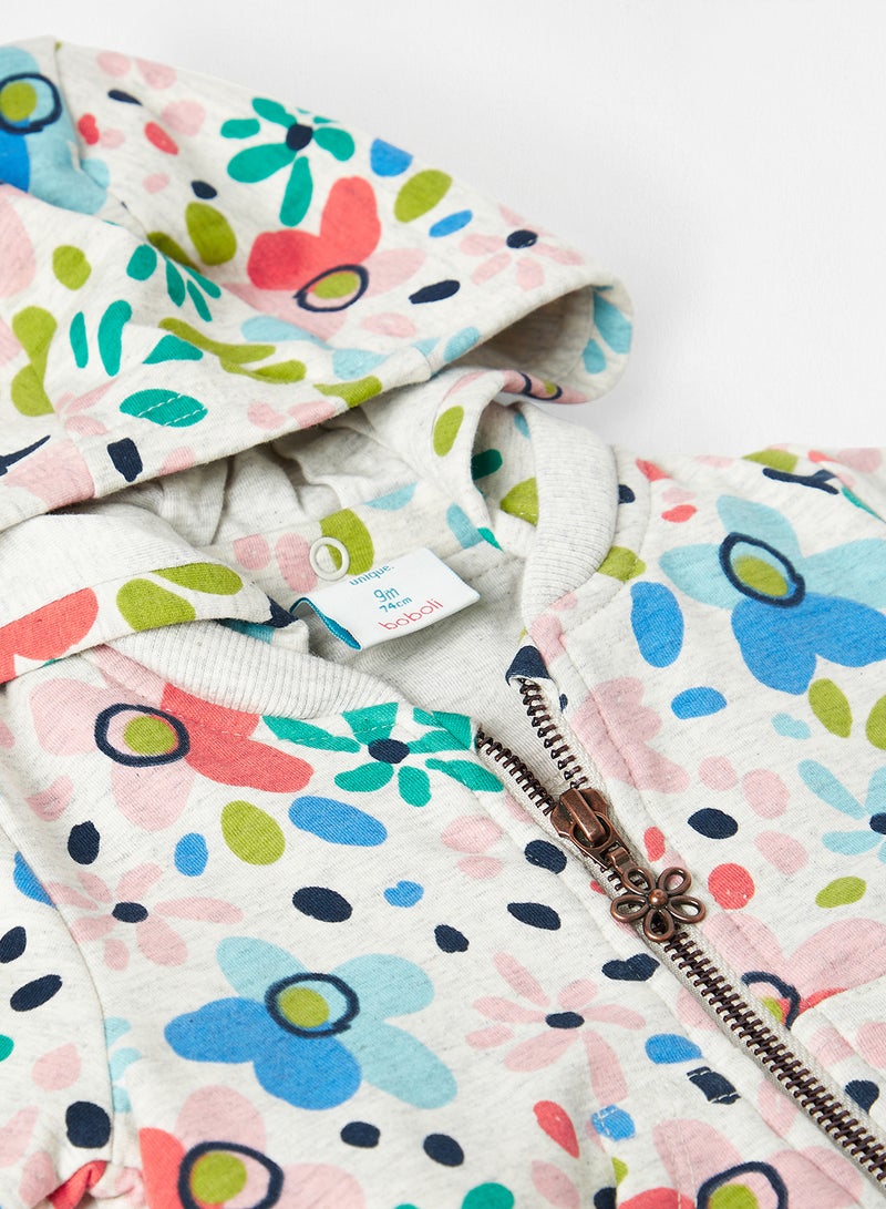 Boboli - Baby Girls Floral Zip Through Jacket Multicolour - Image 1