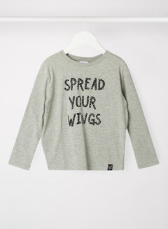 Boboli Kids/Teen Wing Print T-Shirt Grey  - Image 1
