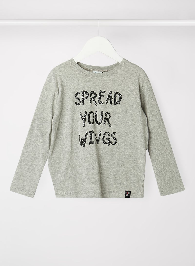 Boboli Kids/Teen Wing Print T-Shirt Grey  - Image 1