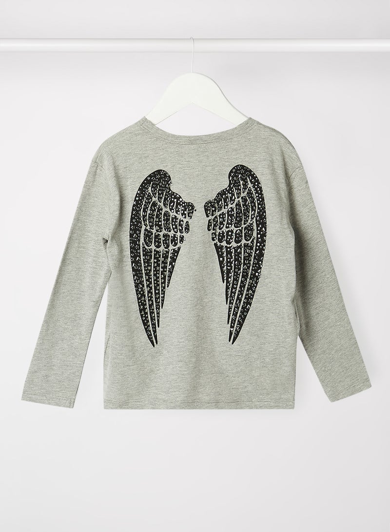 Boboli Kids/Teen Wing Print T-Shirt Grey  - Image 2