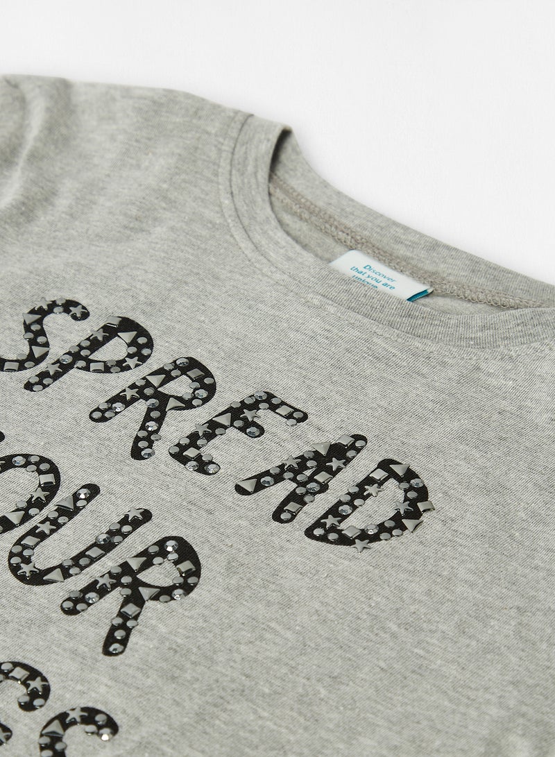Boboli Kids/Teen Wing Print T-Shirt Grey  - Image 3
