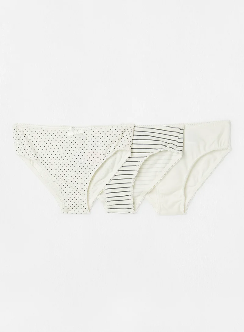 بوبولي سراويل داخلية بطبعة للأطفال/المراهقين (مجموعة من 3 قطع) Off-White
