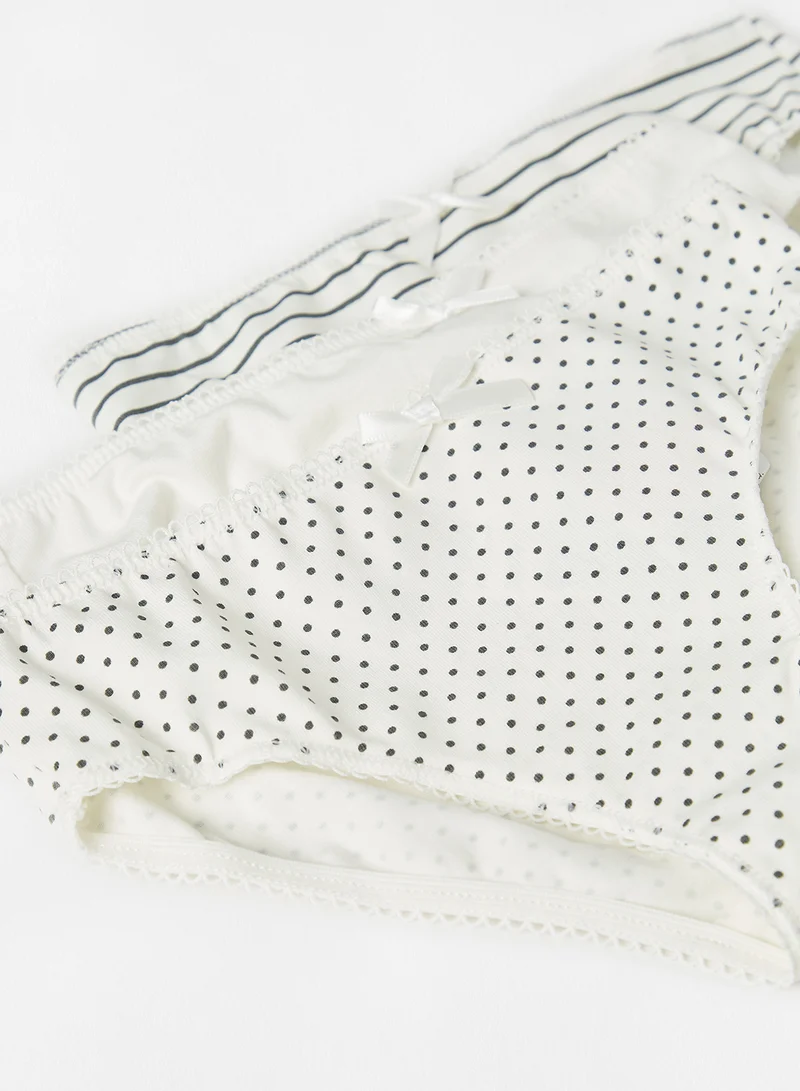 بوبولي سراويل داخلية بطبعة للأطفال/المراهقين (مجموعة من 3 قطع) Off-White