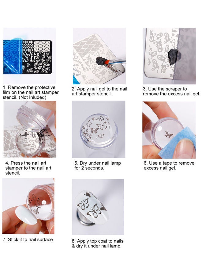 طقم ختم الأظافر من السيليكون مع غطاء ومكشطة. شفاف - Image 4