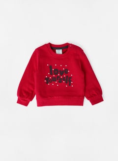 Baby Slogan Sweatshirt Red