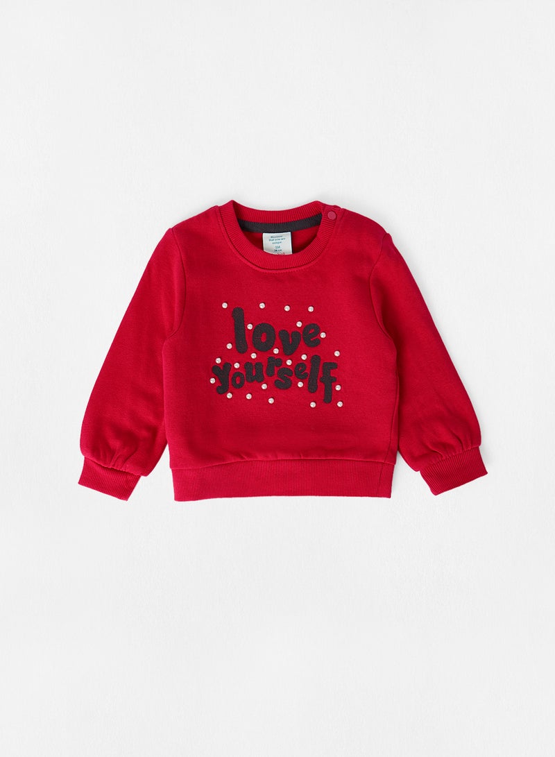 Boboli - Baby Slogan Sweatshirt Red - Image 1