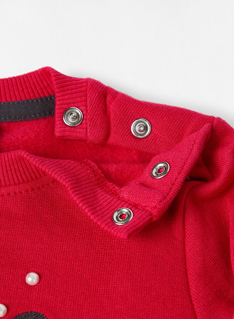 Boboli - Baby Slogan Sweatshirt Red - Image 1