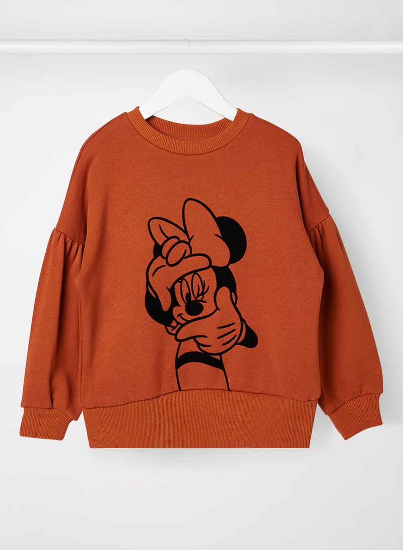 MANGO - Girls Minnie Mouse Sweatshirt Orange - Image 1