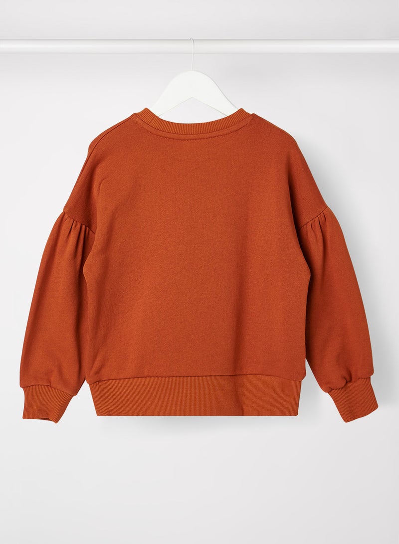 MANGO - Girls Minnie Mouse Sweatshirt Orange - Image 1