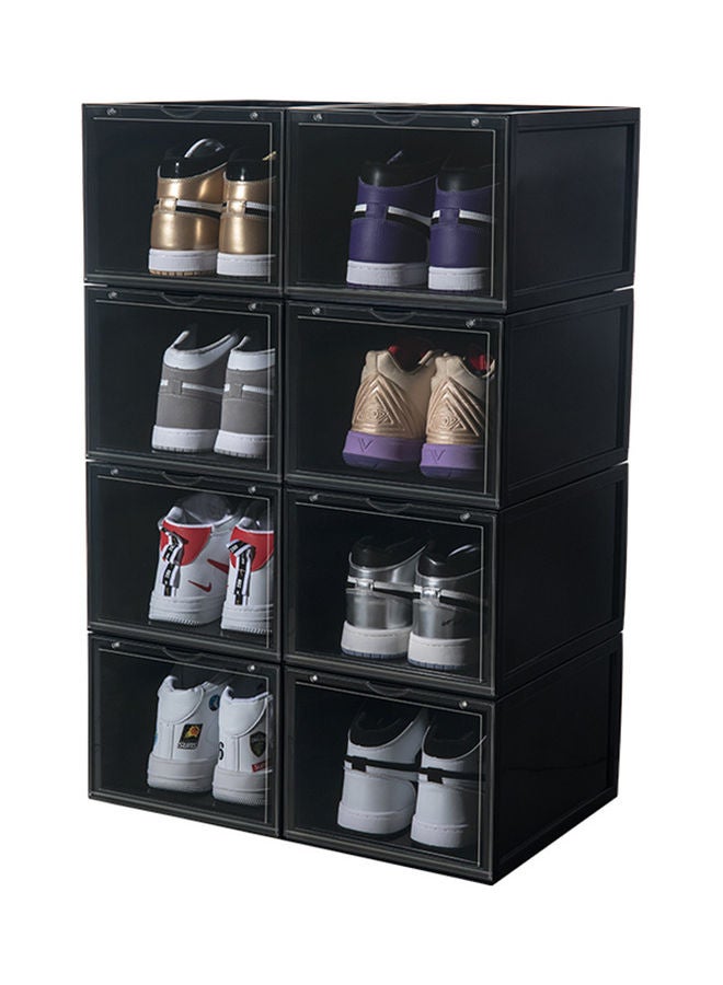 8-Pack Premium Front Open Shoe Box Black 28 x 37 x 22cm  - Image 1