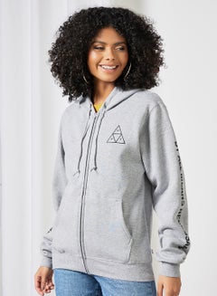 All Means Triple Triangle Full-Zip Hoodie Grey