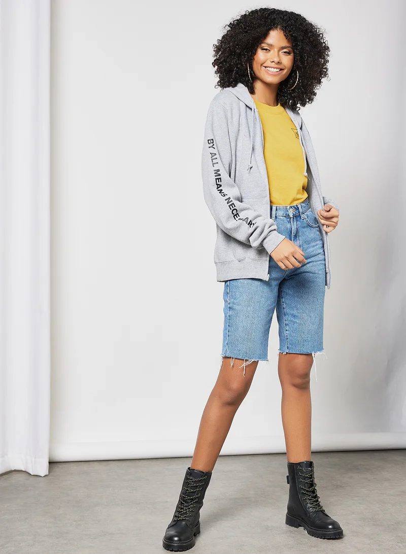 HUF All Means Triple Triangle Full-Zip Hoodie Grey
