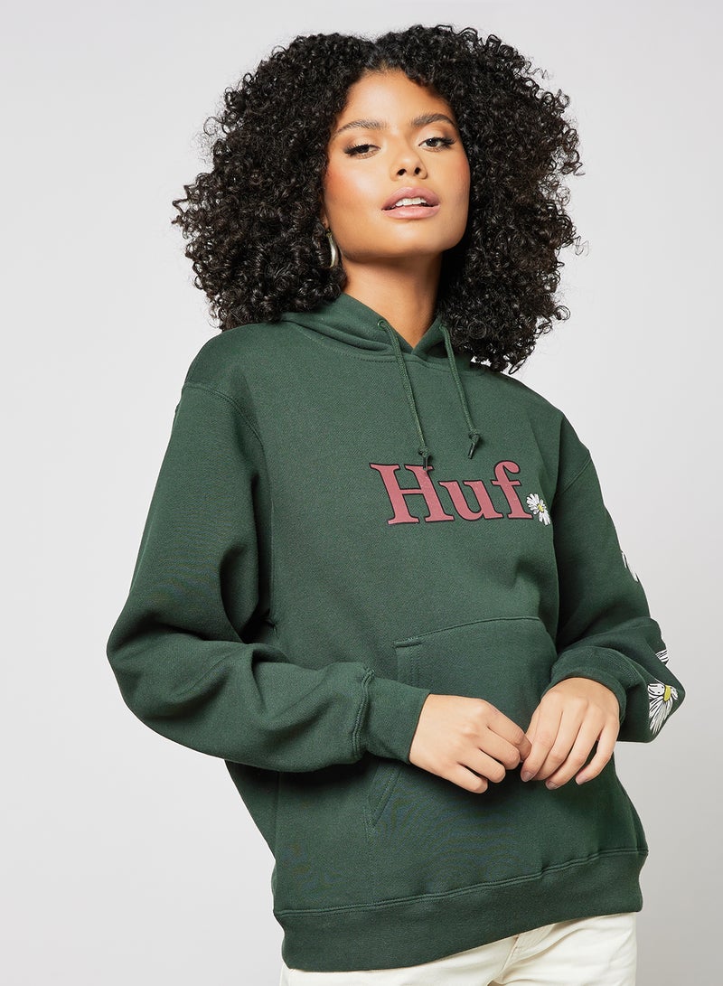 HUF - In Bloom Hoodie Green - Image 1