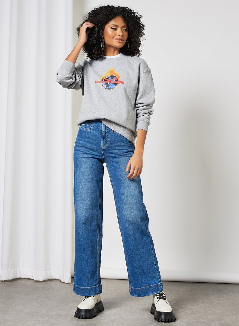 HUF - Global Warning Sweatshirt Grey - Image 1