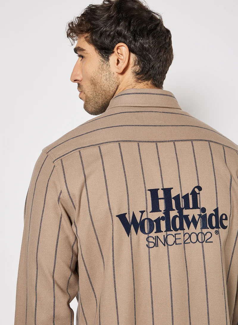 HUF Issue Stripe Flannel Shirt Beige
