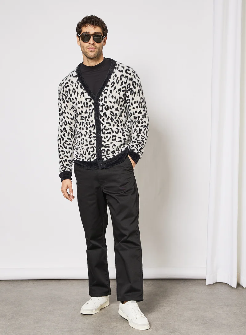 HUF Snow Leopard Cardigan White/Black