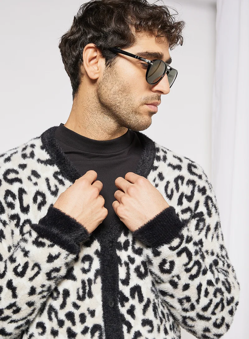 HUF Snow Leopard Cardigan White/Black