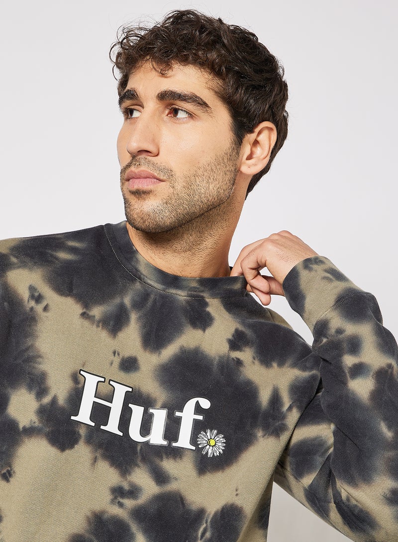 HUF - In Bloom Sweatshirt Khaki - Image 1