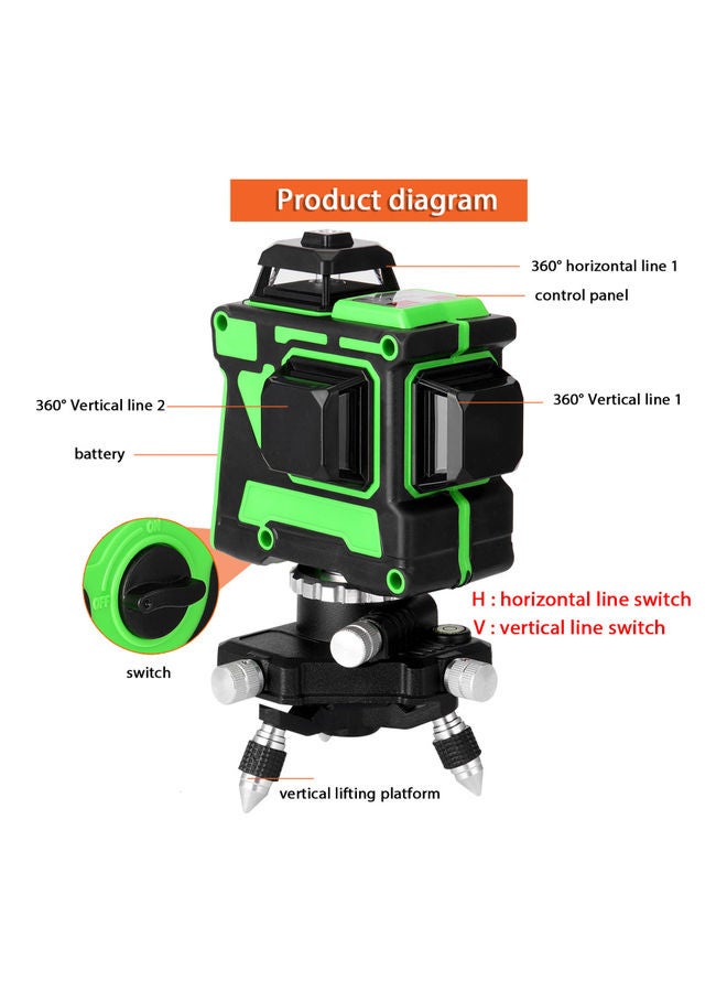 KKmoon 3D 12 Lines Laser Level Kit With Wall Mounted Bracket Multicolour 23X16X18.5cm  - Image 3