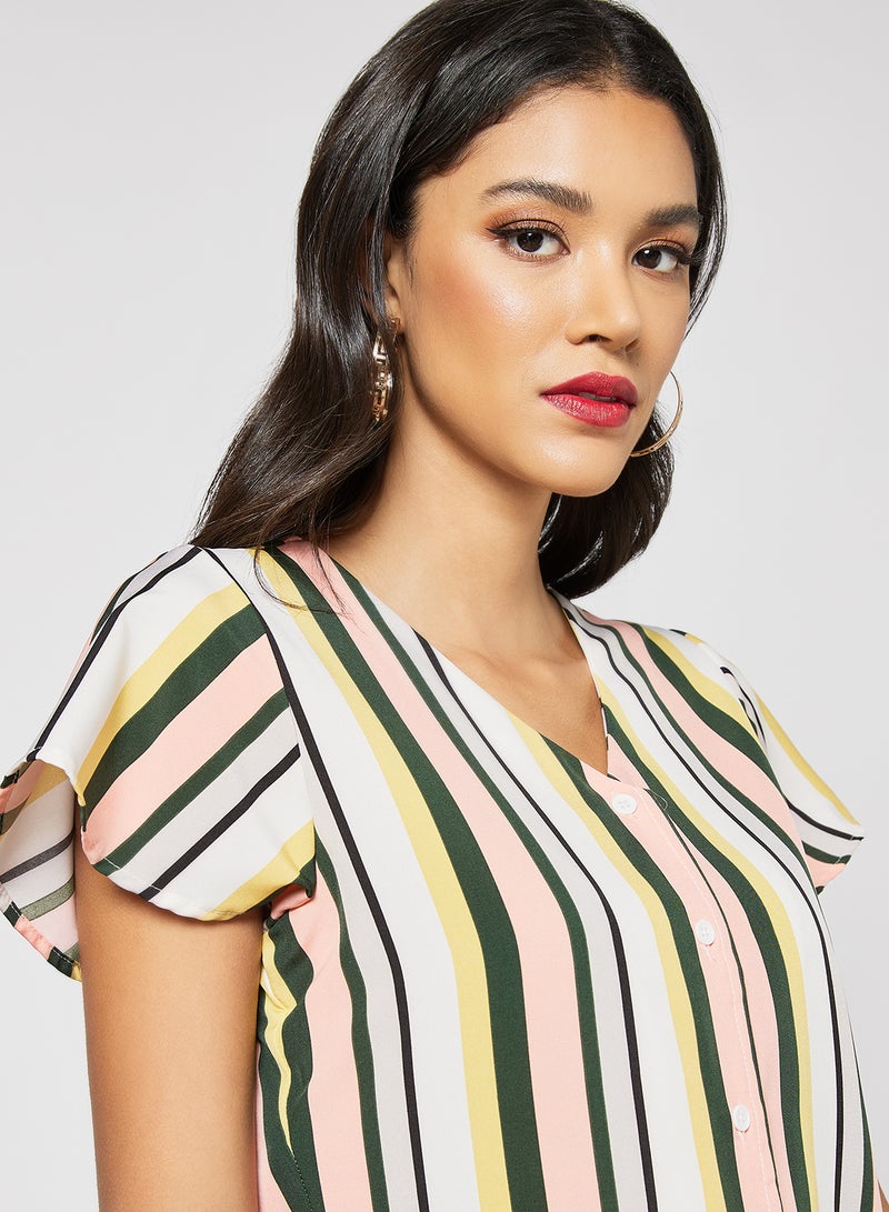 Aila Stripes Printed Ruffle Hem Mini Dress Multicolour  - Image 3