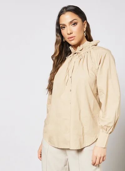VERO MODA Tie Neck Blouse Beige